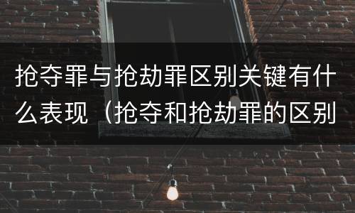 抢夺罪与抢劫罪区别关键有什么表现（抢夺和抢劫罪的区别）