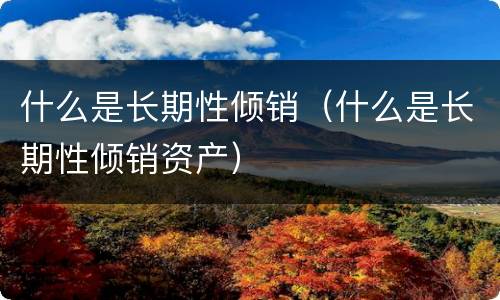 什么是长期性倾销（什么是长期性倾销资产）