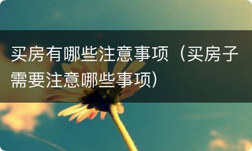 买房有哪些注意事项（买房子需要注意哪些事项）