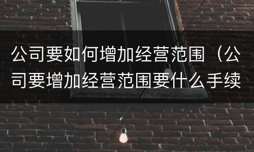 公司要如何增加经营范围（公司要增加经营范围要什么手续）