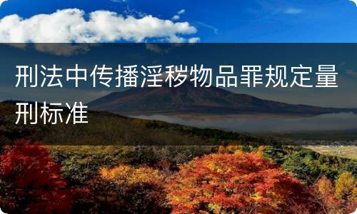 刑法中传播淫秽物品罪规定量刑标准