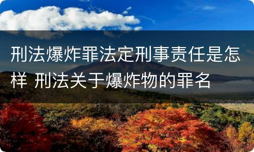 刑法爆炸罪法定刑事责任是怎样 刑法关于爆炸物的罪名