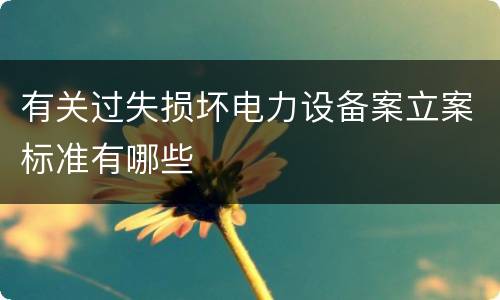有关过失损坏电力设备案立案标准有哪些