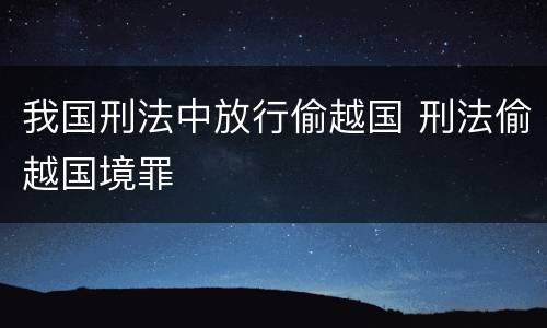 我国刑法中放行偷越国 刑法偷越国境罪