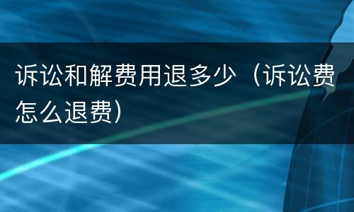 诉讼和解费用退多少（诉讼费怎么退费）