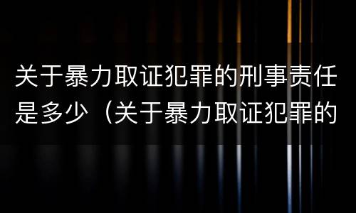 关于暴力取证犯罪的刑事责任是多少（关于暴力取证犯罪的刑事责任是多少年）