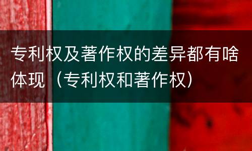 专利权及著作权的差异都有啥体现（专利权和著作权）