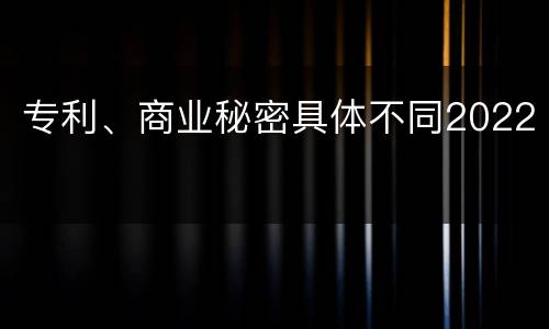 专利、商业秘密具体不同2022