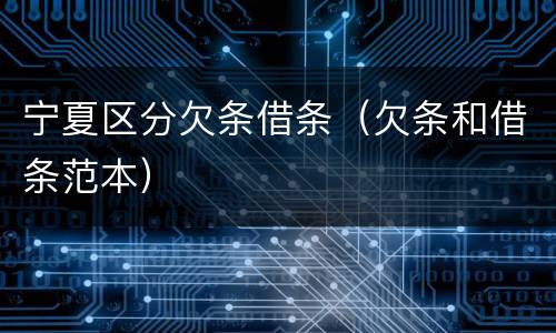 宁夏区分欠条借条（欠条和借条范本）