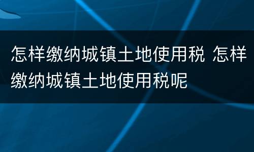 怎样缴纳城镇土地使用税 怎样缴纳城镇土地使用税呢