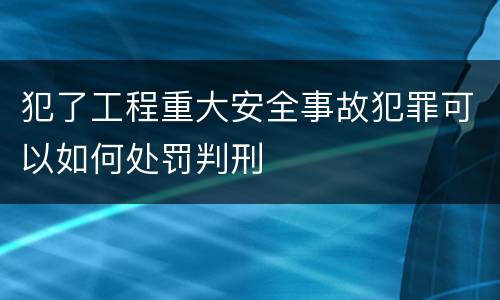 犯了工程重大安全事故犯罪可以如何处罚判刑