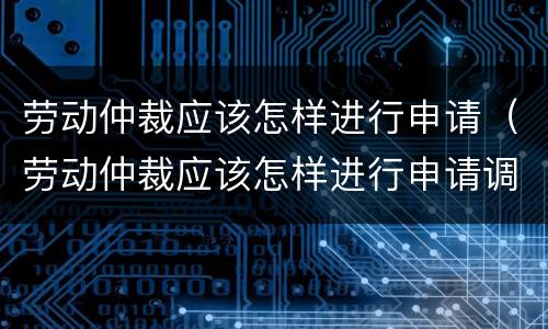 劳动仲裁应该怎样进行申请（劳动仲裁应该怎样进行申请调解）