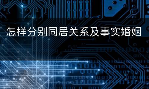 怎样分别同居关系及事实婚姻