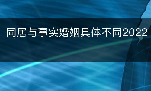 同居与事实婚姻具体不同2022