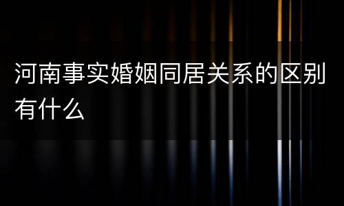 河南事实婚姻同居关系的区别有什么