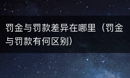 罚金与罚款差异在哪里（罚金与罚款有何区别）