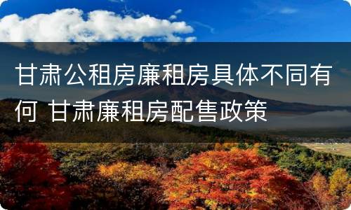 甘肃公租房廉租房具体不同有何 甘肃廉租房配售政策