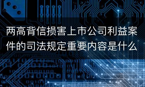 两高背信损害上市公司利益案件的司法规定重要内容是什么
