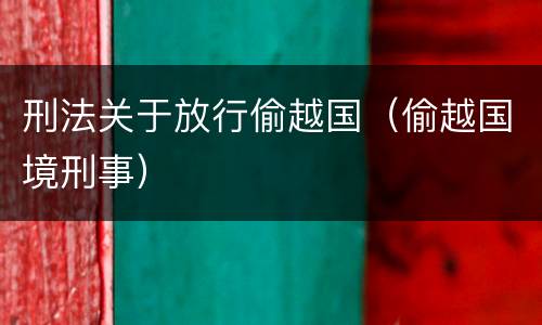 刑法关于放行偷越国（偷越国境刑事）