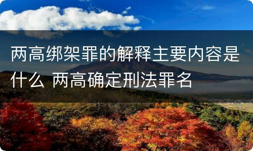 两高绑架罪的解释主要内容是什么 两高确定刑法罪名