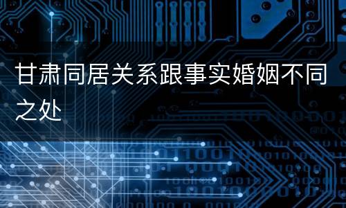 甘肃同居关系跟事实婚姻不同之处