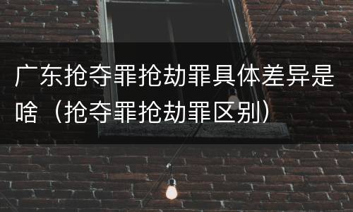 广东抢夺罪抢劫罪具体差异是啥（抢夺罪抢劫罪区别）