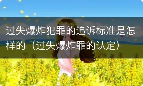 过失爆炸犯罪的追诉标准是怎样的（过失爆炸罪的认定）