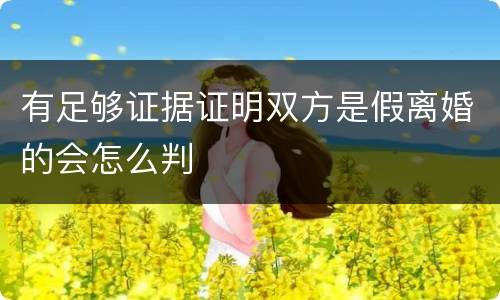 有足够证据证明双方是假离婚的会怎么判