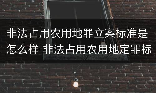 非法占用农用地罪立案标准是怎么样 非法占用农用地定罪标准