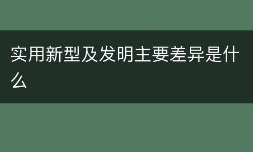 实用新型及发明主要差异是什么