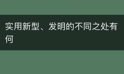 实用新型、发明的不同之处有何