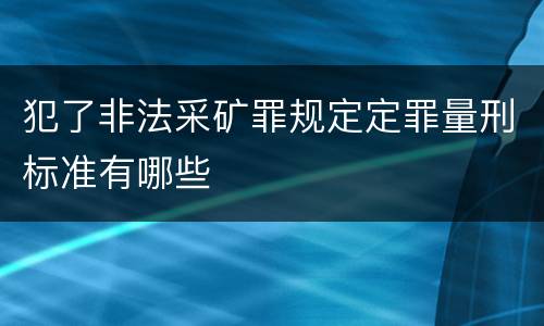 犯了非法采矿罪规定定罪量刑标准有哪些