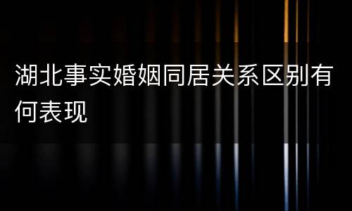 湖北事实婚姻同居关系区别有何表现