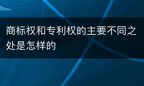 商标权和专利权的主要不同之处是怎样的