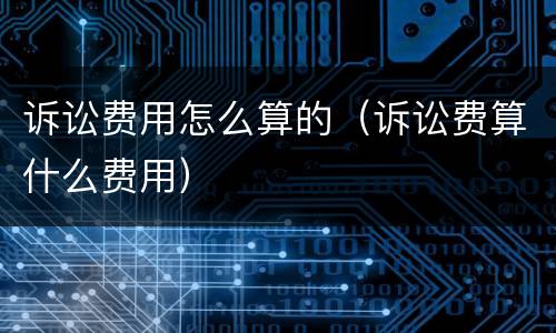 诉讼费用怎么算的（诉讼费算什么费用）