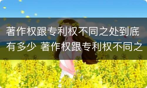 著作权跟专利权不同之处到底有多少 著作权跟专利权不同之处到底有多少个