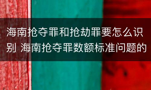海南抢夺罪和抢劫罪要怎么识别 海南抢夺罪数额标准问题的规定