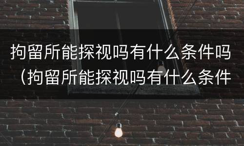 拘留所能探视吗有什么条件吗（拘留所能探视吗有什么条件吗知乎）