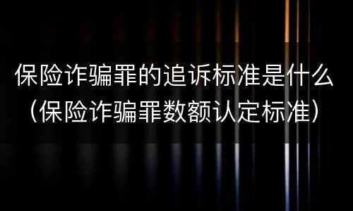 保险诈骗罪的追诉标准是什么（保险诈骗罪数额认定标准）