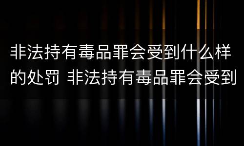 非法持有毒品罪会受到什么样的处罚 非法持有毒品罪会受到什么样的处罚和惩罚