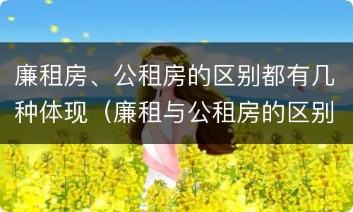 廉租房、公租房的区别都有几种体现（廉租与公租房的区别）