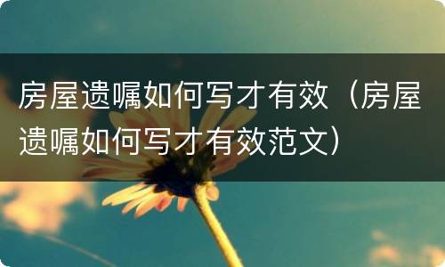 房屋遗嘱如何写才有效（房屋遗嘱如何写才有效范文）