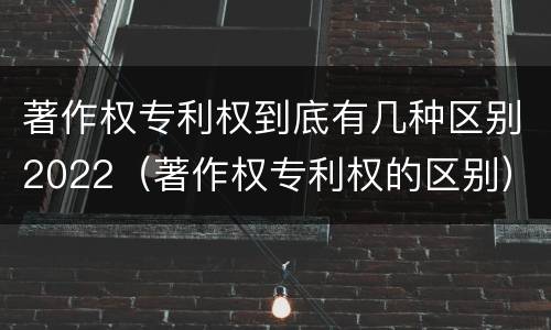 著作权专利权到底有几种区别2022（著作权专利权的区别）