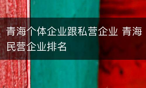 青海个体企业跟私营企业 青海民营企业排名