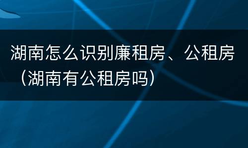 湖南怎么识别廉租房、公租房（湖南有公租房吗）