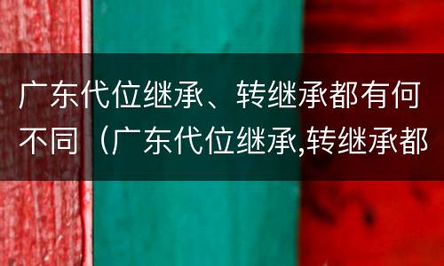 广东代位继承、转继承都有何不同（广东代位继承,转继承都有何不同）