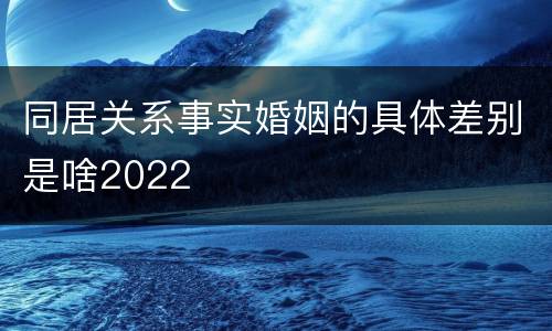 同居关系事实婚姻的具体差别是啥2022