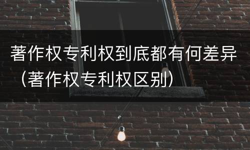 著作权专利权到底都有何差异（著作权专利权区别）