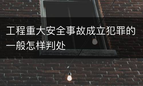 工程重大安全事故成立犯罪的一般怎样判处