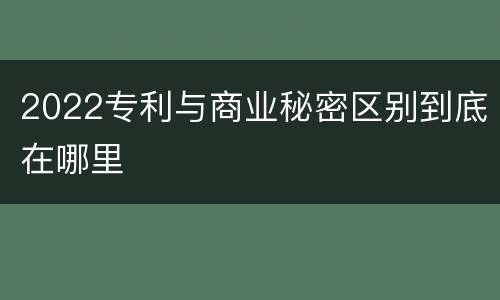 2022专利与商业秘密区别到底在哪里